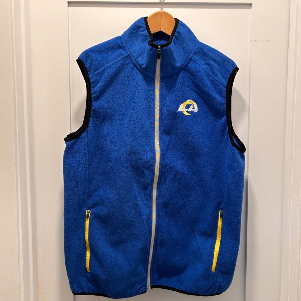 NFL Team‎ Apparel Los Angeles Rams Fleece Vest Mens L Royal Blue Full Zip